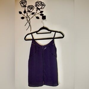 Marchesa Rose Ribbon Cut Out Cami Tank Black Size Medium